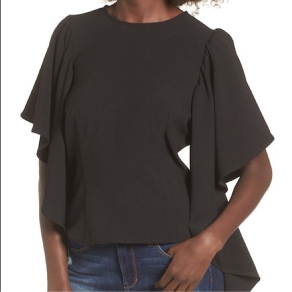 Leith Ruffle Sleeve Top Black XS NWT - Picture 5 of 9